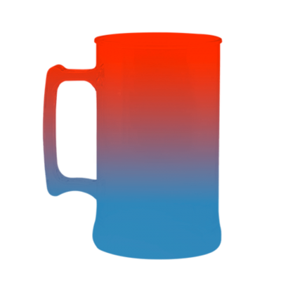 Caneca Bicolor Laranja Fluor x Azul Tiffany de 300 ml