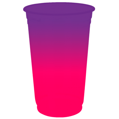 Copo Descartável Jateado Bicolor Roxo x Rosa, 500 ml.