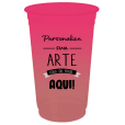  Copo Descartável Jateado Bicolor Rosa x Rosê, 700 ml.
