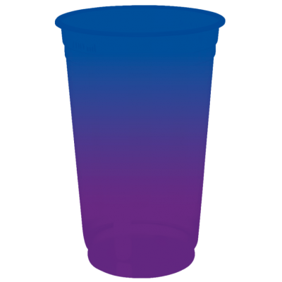 Copo Descartável Jateado Bicolor Azul Royal x Roxo Fluor, 400 ml.