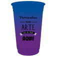  Copo Descartável Jateado Bicolor Azul Royal x Roxo, 300 ml.