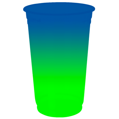  Copo Descartável Jateado Bicolor Azul Royal x Verde, 700 ml.