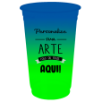  Copo Descartável Jateado Bicolor Azul Royal x Verde, 700 ml.