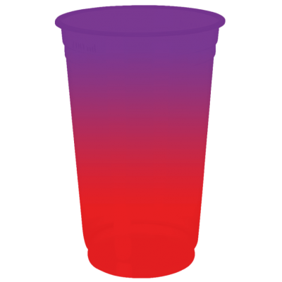 Copo Descartável Jateado Bicolor Roxo x Vermelho, 700 ml.