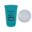 Copo Descartável 700 ml Jateado Fosco Azul Tiffany Com Tampa