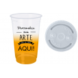 Copo Descartável 700 ml Jateado Amarelo Ouro Só Com Tampa 