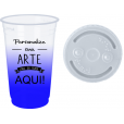 Copo Descartável Com Tampa Jateado Azul Royal Personalizado 300 ml.