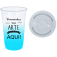 Copo Descartável 700 ml Jateado Azul Tiffany Só Com Tampa 