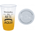 Copo Descartável 700 ml Jateado Dourado Só Com Tampa 