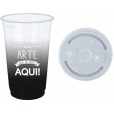Copo Descartável 700 ml Jateado Preto Só Com Tampa 