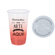 Copo Descartável 500 ml Jateado Rose Gold Só Com Tampa