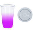 Copo Descartável 500 ml Jateado Roxo Fluor Só Com Tampa