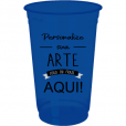 Copo Descartável Jateado Fosco Azul Royal 400 ml.