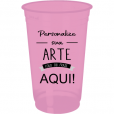 Copo Descartável Jateado Fosco Rosa Bebê 400 ml.