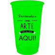 Copo Descartável Jateado Fosco Verde Fluor 400 ml.