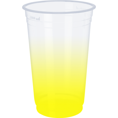 Copo Descartável Jateado Amarelo Fluor, 700 ml.