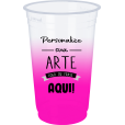  Copo Descartável Jateado Rosa Fluor, 300 ml.