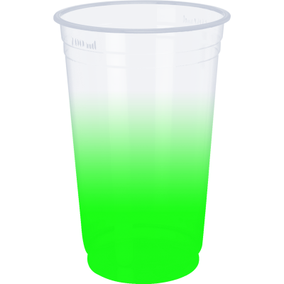 Copo Descartável Jateado Verde Fluor, 400 ml.