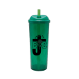 Copo Long Drink EJC com Tampa e Canudo Verde Escuro