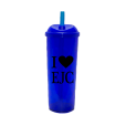 Copo Long Drink EJC 2 com Tampa e Canudo Azul Royal