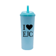 Copo Long Drink EJC 2 com Tampa e Canudo Azul Tiffany