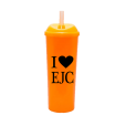 Copo Long Drink EJC 2 com Tampa e Canudo Laranja