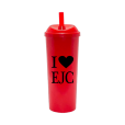 Copo Long Drink EJC 2 com Tampa e Canudo Vermelho