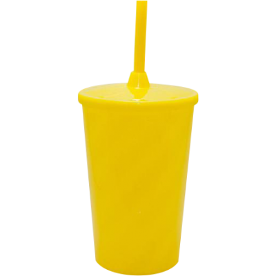 Copo Twister 480 ml com Tampa e Canudo Amarelo
