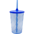 Copo Twister 500 ml com Tampa e Canudo Azul Neon