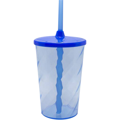 Copo Twister 480 ml com Tampa e Canudo Azul Neon