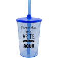 Copo Twister 480 ml com Tampa e Canudo Azul Neon