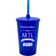 Copo Twister 480 ml com Tampa e Canudo Azul Royal