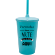 Copo Twister 480 ml com Tampa e Canudo Azul Tiffany
