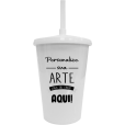Copo Twister 480 ml com Tampa e Canudo Branco