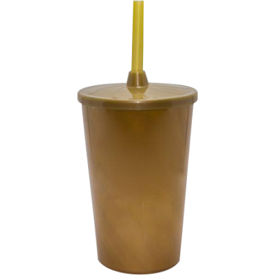 Copo Twister 480 ml com Tampa e Canudo Dourado