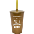 Copo Twister 480 ml com Tampa e Canudo Dourado