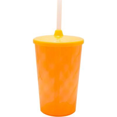 Copo Twister 480 ml com Tampa e Canudo Laranja