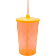Copo Twister 480 ml com Tampa e Canudo Laranja Neon