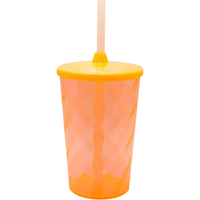 Copo Twister 480 ml com Tampa e Canudo Laranja Neon