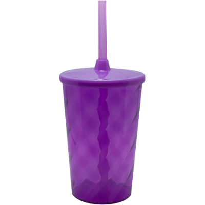 Copo Twister 480 ml com Tampa e Canudo Lilás Translúcido