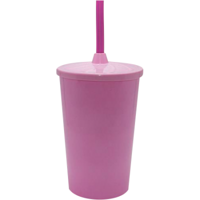 Copo Twister 480 ml com Tampa e Canudo Rosa Bebê
