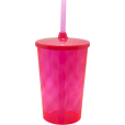 Copo Twister 480 ml com Tampa e Canudo Rosa Neon