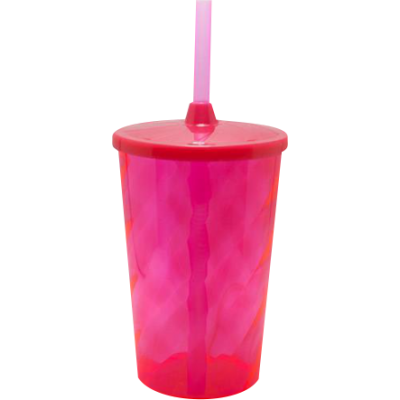 Copo Twister 480 ml com Tampa e Canudo Rosa Neon