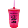 Copo Twister 480 ml com Tampa e Canudo Rosa Neon