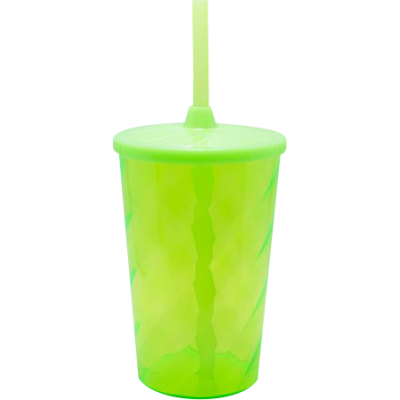 Copo Twister 480 ml com Tampa e Canudo Verde Neon