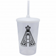 Copo Twister 500 ml Nossa Senhora com Tampa e Canudo transparente