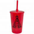 Copo Twister 500 ml Nossa Senhora com Tampa e Canudo Vermelho