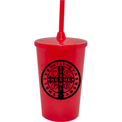 Copo Twister 500 ml São Bento com Tampa e Canudo Vermelho