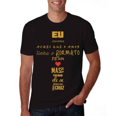 Camisa Cruz com Coração Preta