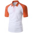 Camisa Polo Raglan Lisa Branca e Laranja